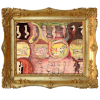 a gold frame with a painting on it