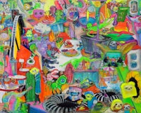 a painting with a lot of colorful things on it