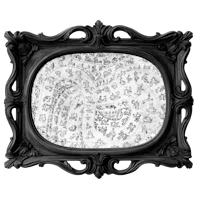 a black frame with an ornate design on it