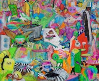 a colorful painting with a lot of colorful objects