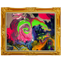 an abstract painting in a gold frame