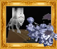 a picture of a lion in a gold frame