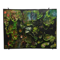a black and green painting of a seascape