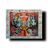 a painting of a group of valves on a board