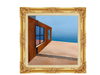 a painting of a window in a gold frame