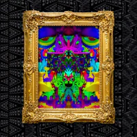 a gold frame with a colorful painting on it