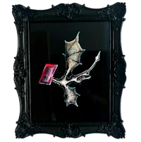 a black frame with an image of a dragon in it